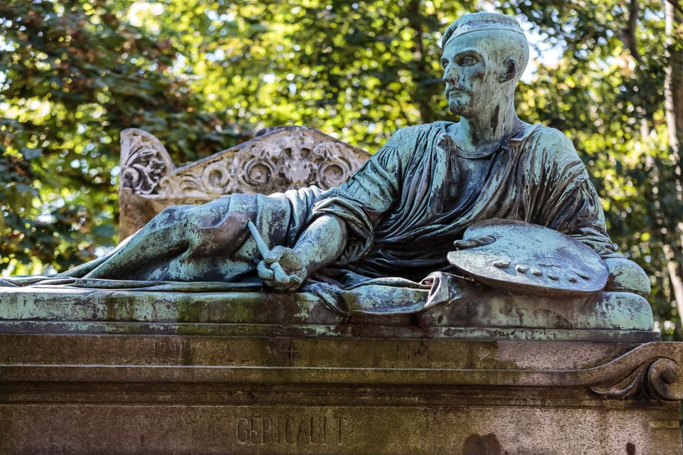Grave of painter Theodore Gericault, one of many famous people buried in Paris.