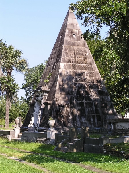 Pyramid-shaped tomb of W.B. Smith in Magnolia Cemetery.