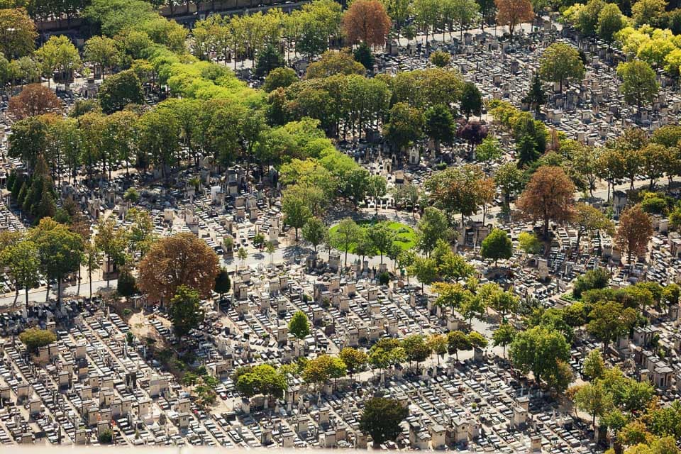 Aerial view of Montparnasse Cemetery.