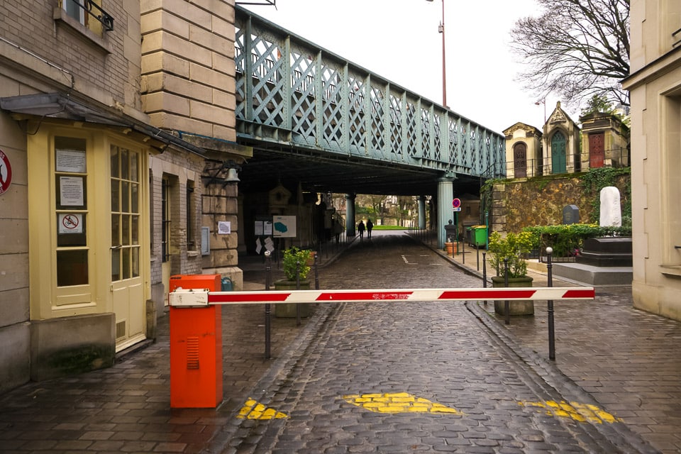 Gate at the entrance of Montmartre Cemetery.