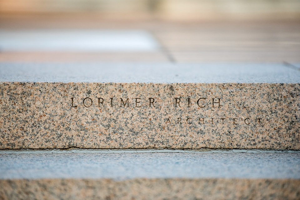 Name of Lorimer Rich engraved on a step.