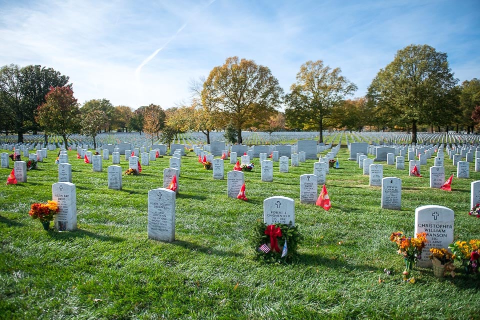 Field of graves in the cemetery.