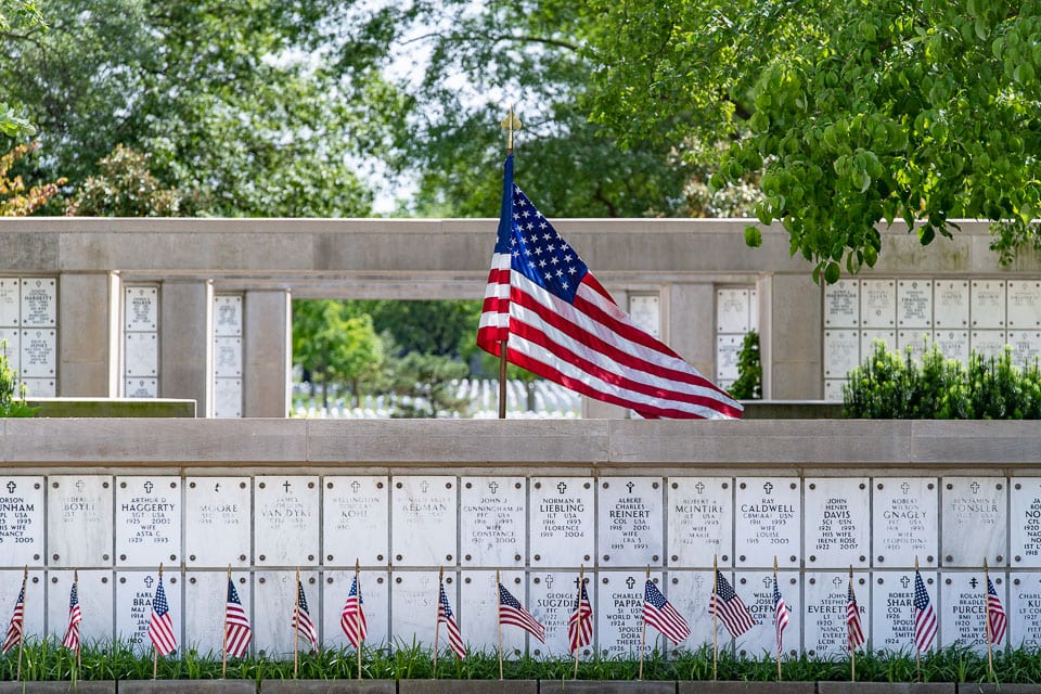 Columbarium burials in Arlington National Cemetery.