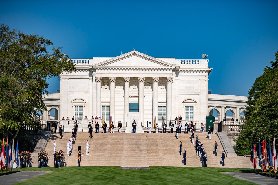 Ceremony at the Tomb of the Unknown Soldier and Memorial Amphitheater.