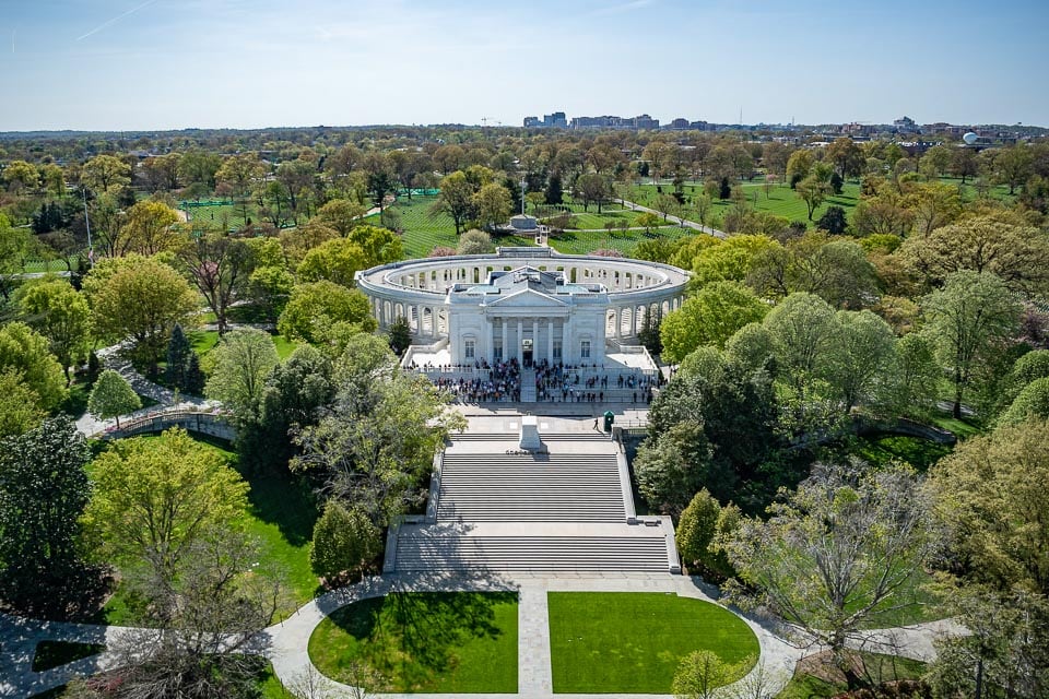 Aerial view of Memorial Amphitheater.