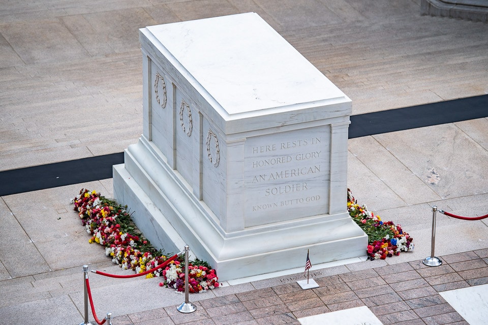 Overhead view of the Tomb of the Unknown Soldier in Arlington.