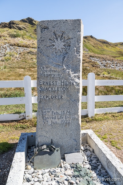 Ernest Shackleton's grave in the Grytviken Cemetery.