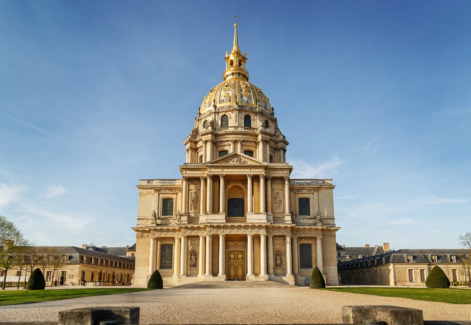 Exterior of Les Invalides, the building where Napoleon's tomb is kept.