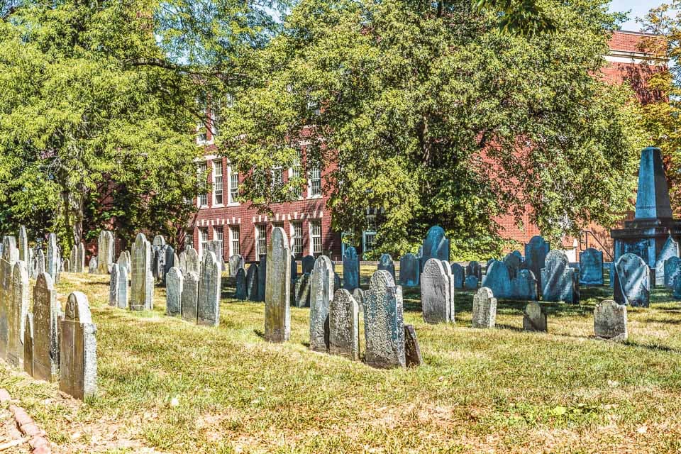 Rows of graves in Copp's Hill Burying Ground, Boston.