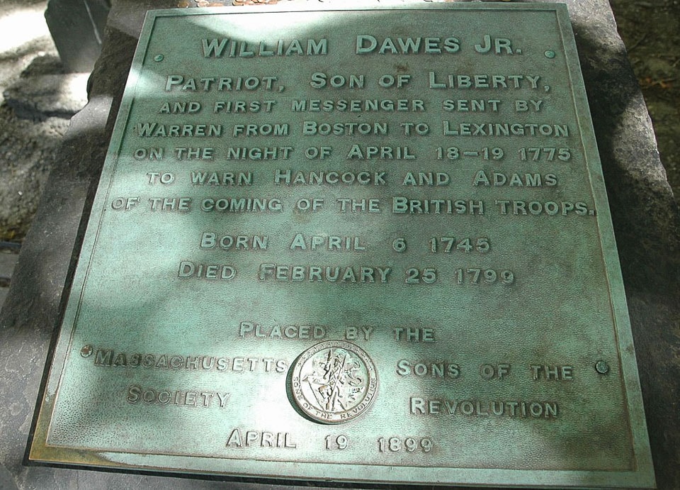 Plaque on William Dawes grave.