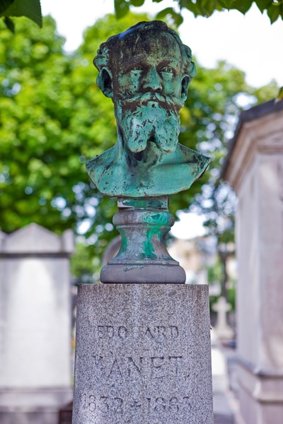 Bust of Edouard Manet on his grave in Passy Cemetery.