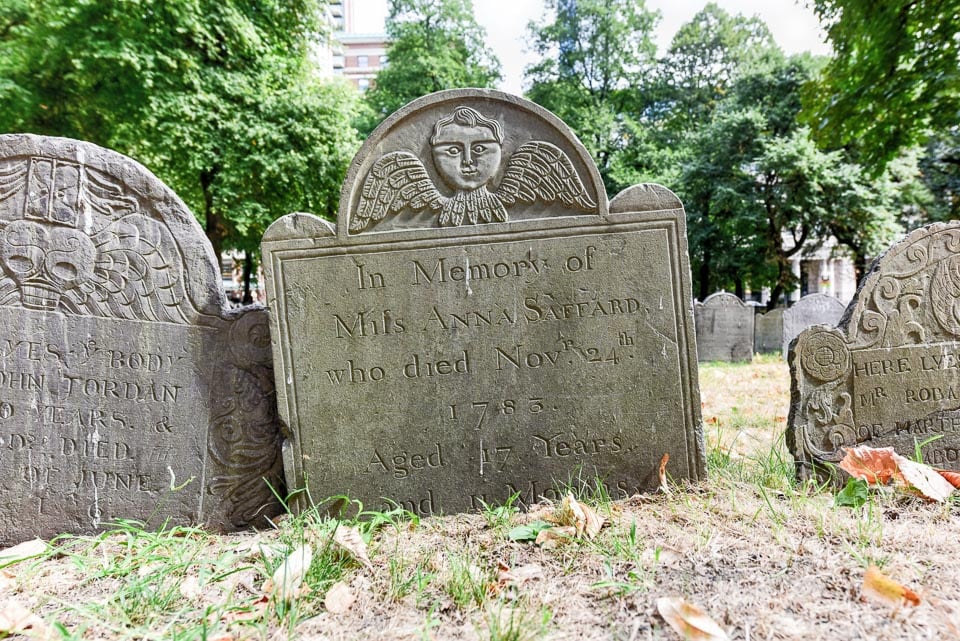 Boston tombstone with a soul effigy.