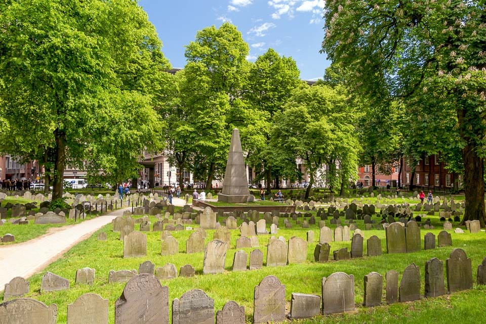Granary Burying Ground, one of the best cemeteries in Boston to visit.