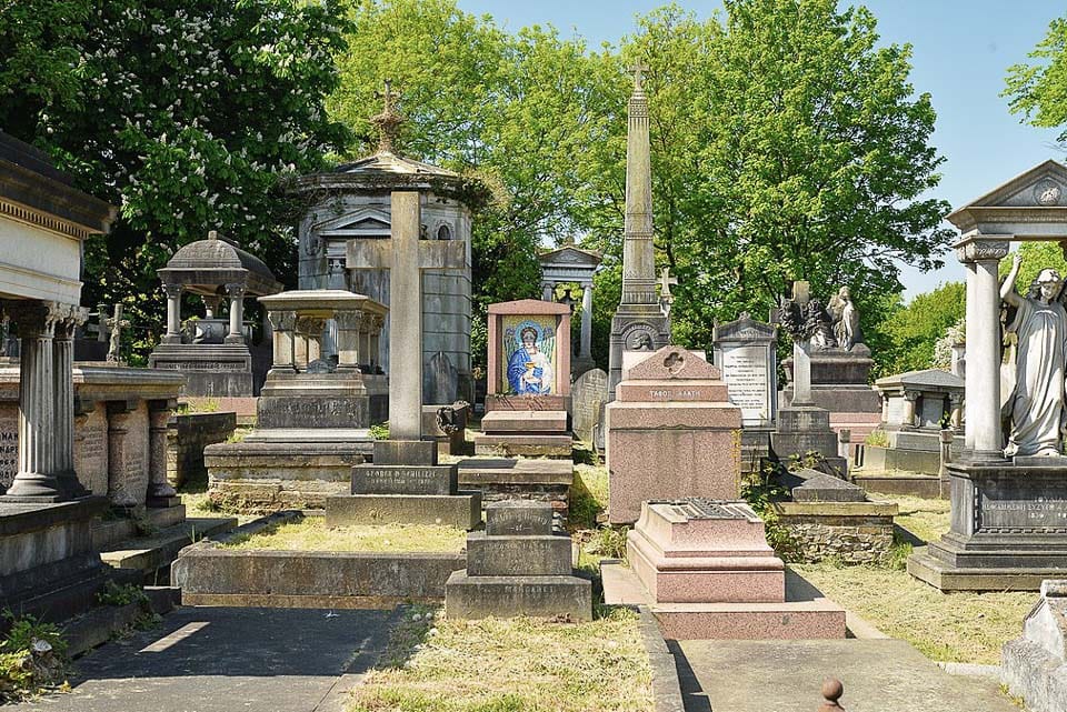 Tombstones in West Norwood Cemetery.