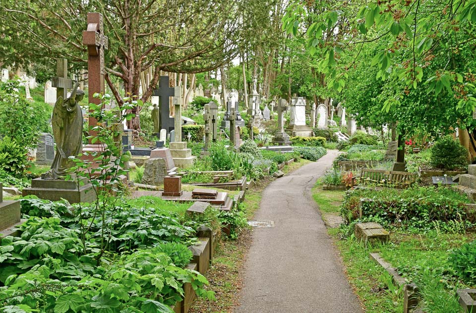 Highgate Cemetery, one of the best known of the Magnificent Seven cemeteries.