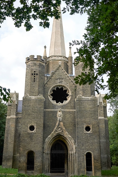 Central chapel in Abney Park Cemetery.