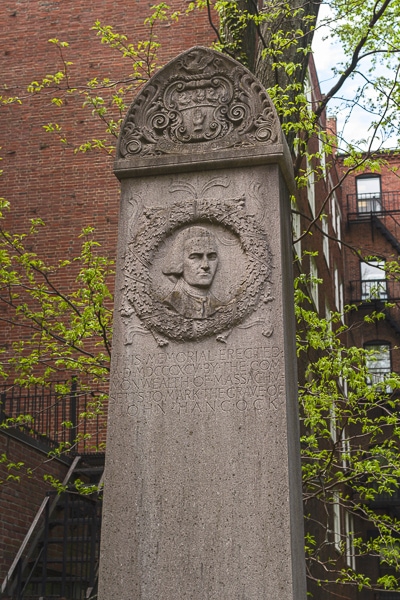 Obelisk marking the grave of John Hancock.