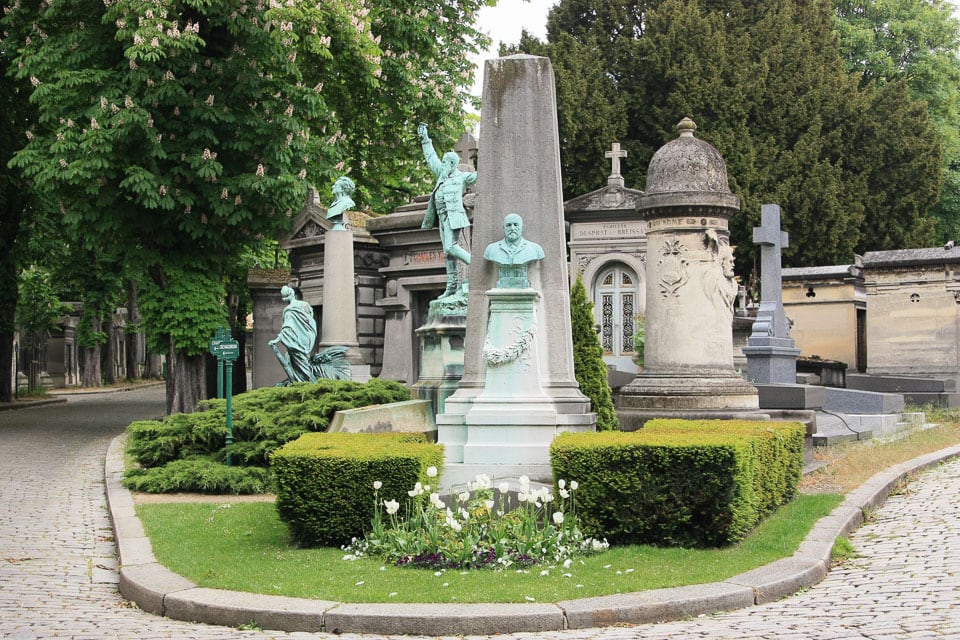Monuments and memorials in Père Lachaise Cemetery.