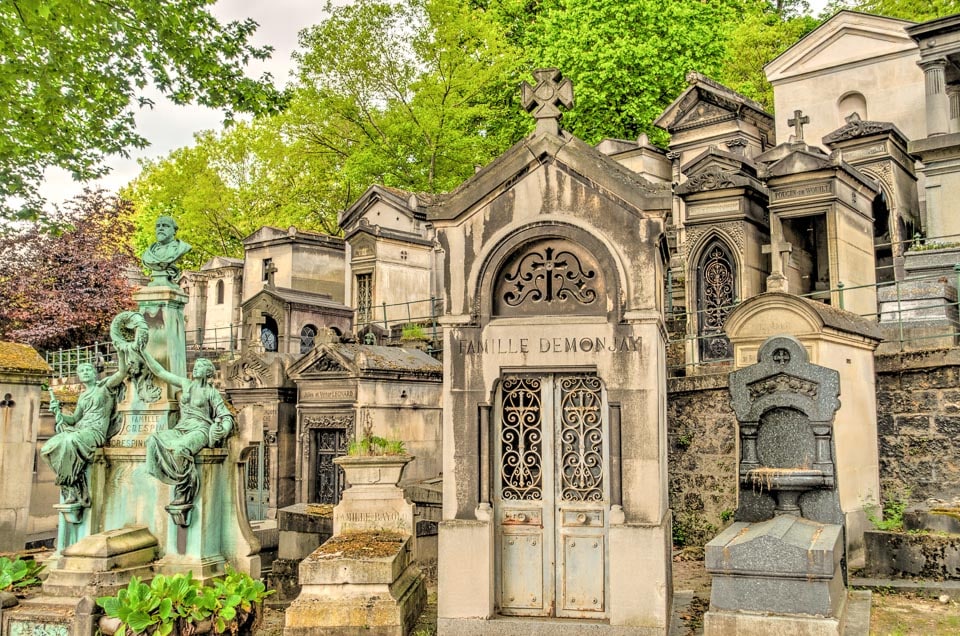 Mausoleums and tombs in Père Lachaise Cemetery.