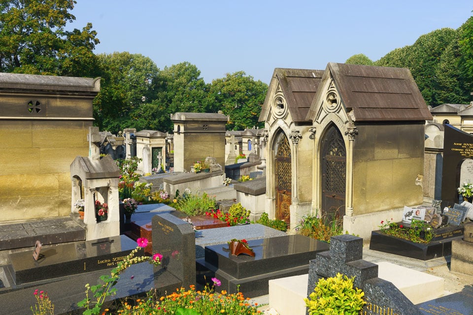 Graves and tombs in the cemetery.
