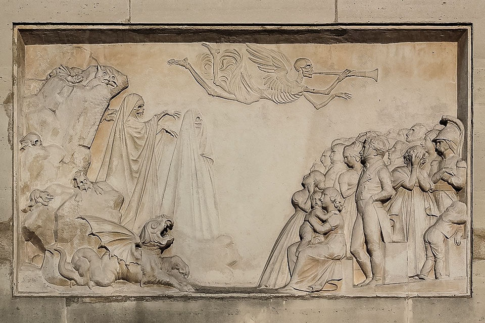 Bas relief on the tomb of Etienne Robertson.