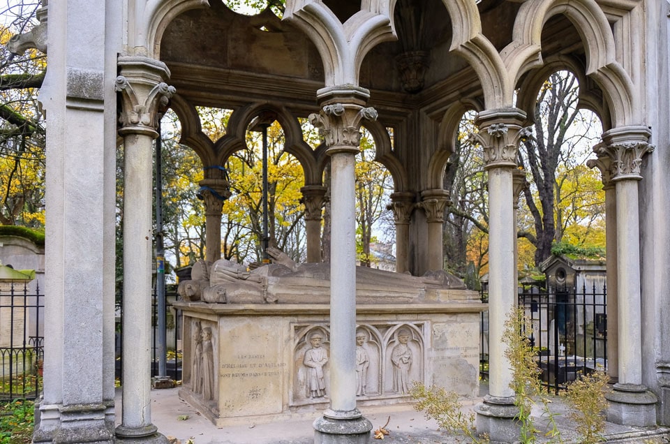 Tomb of Heloise and Abelard in Pere Lachaise Cemetery.