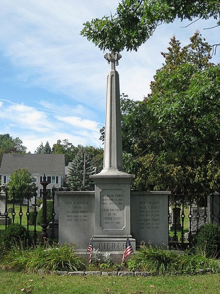 Family memorial at the gravesite of President Pierce.