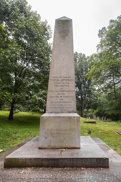 Obelisk at the gravesite of Thomas Jefferson.