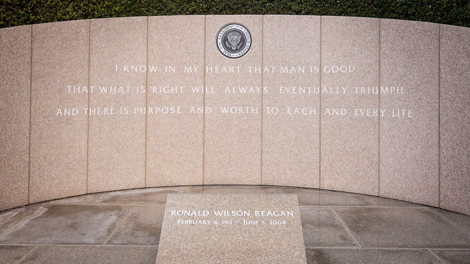 Quote on a memorial behind the tombstone of President Reagan.