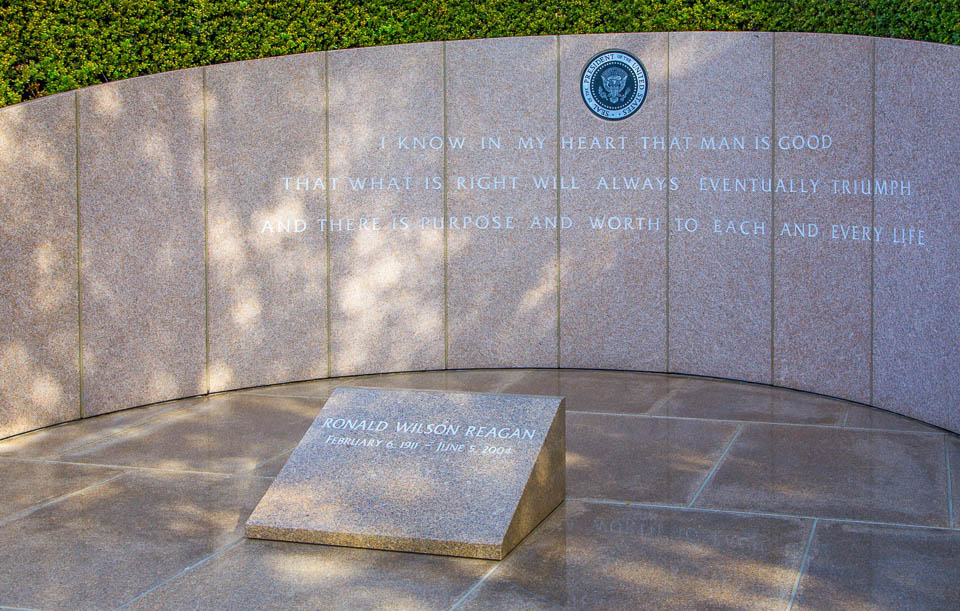 Tombstone and memorial for President Reagan.