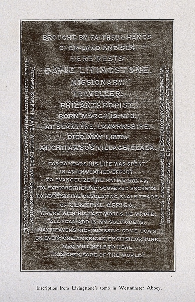 Inscription on David Livingstone's grave.