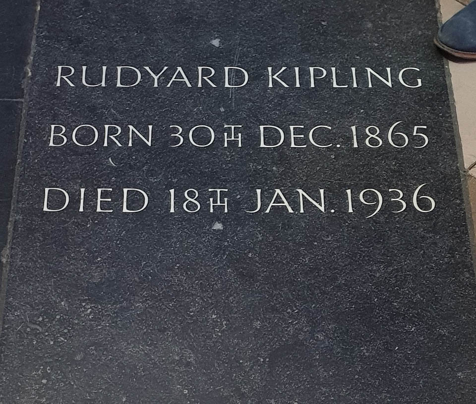 Rudyard Kipling's grave in Westminster Abbey.