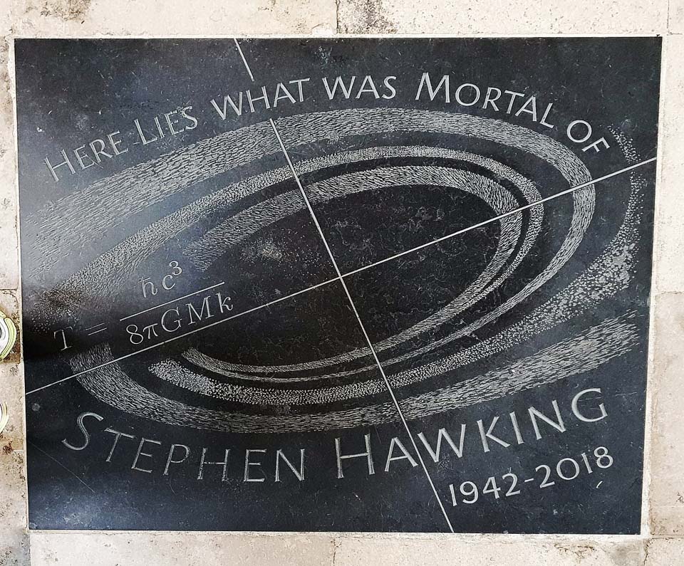 Stephen Hawking's grave in Westminster Abbey.