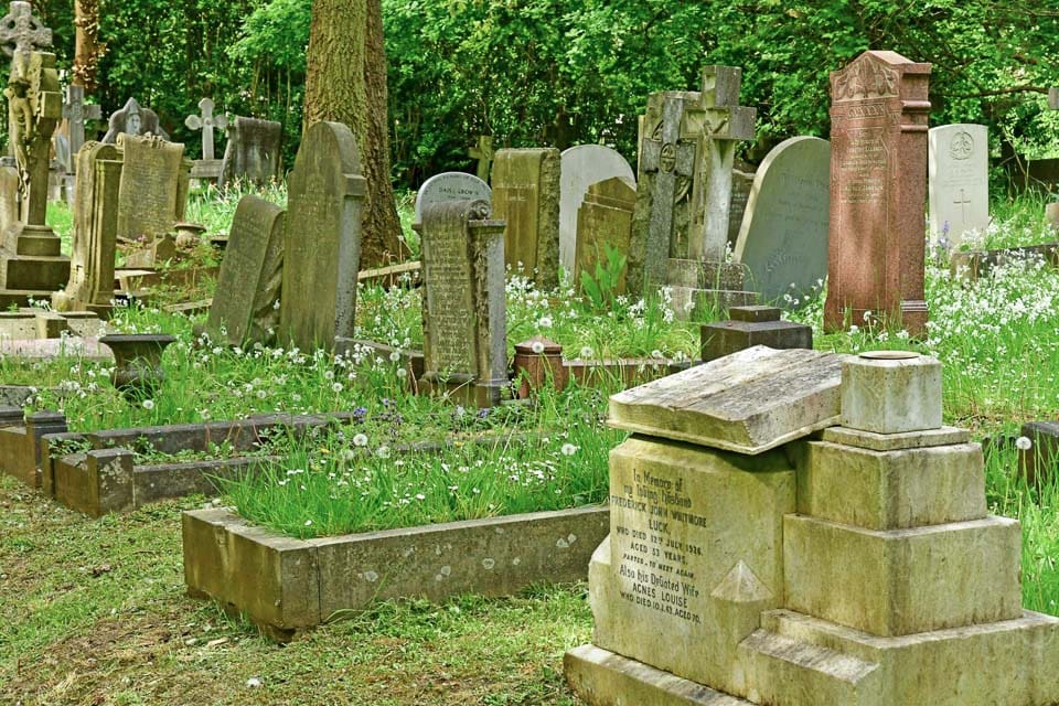 Graves in Highgate Cemetery.