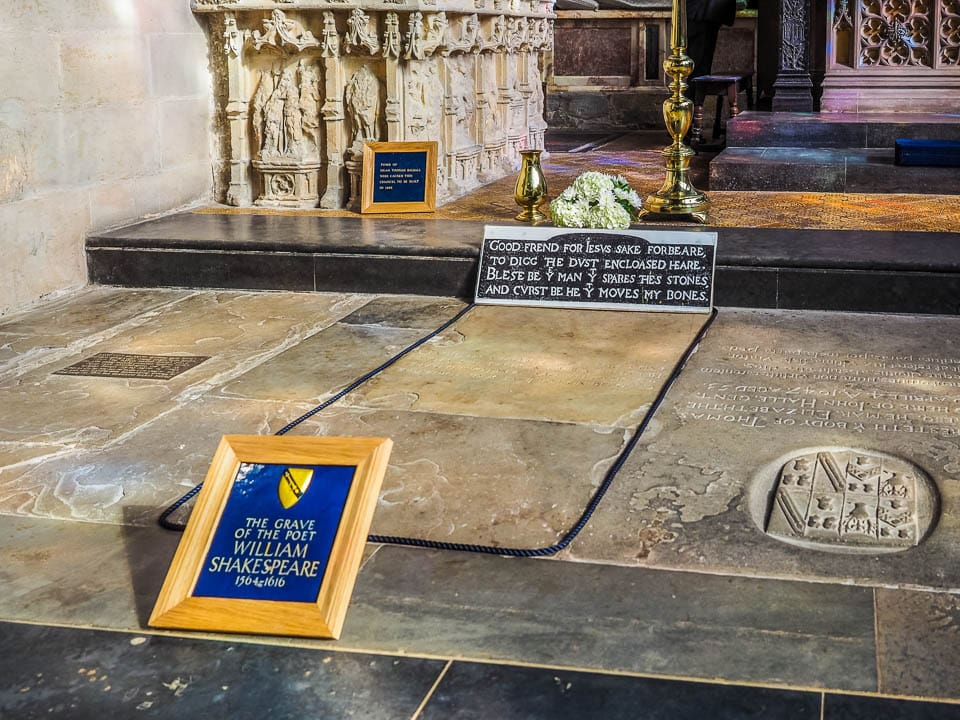 Shakespeare's grave in Holy Trinity Church.