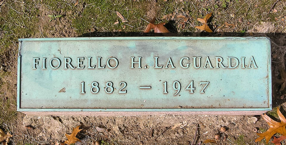 Footstone at Fiorello La Guardia's grave.