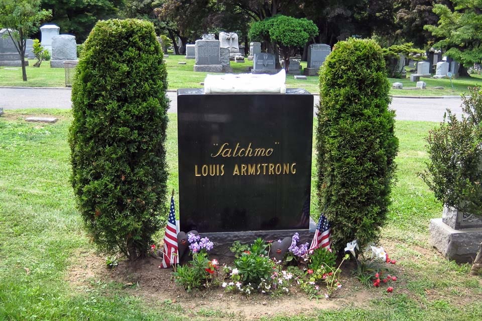 Louis Armstrong's grave in New York City.